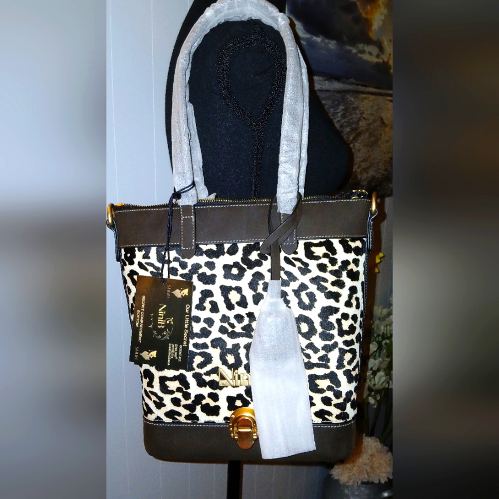 Bougie B Cheetah Hair Leather Handbag. NWT.